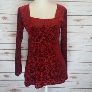Notations velvet feel & beaded babydoll top